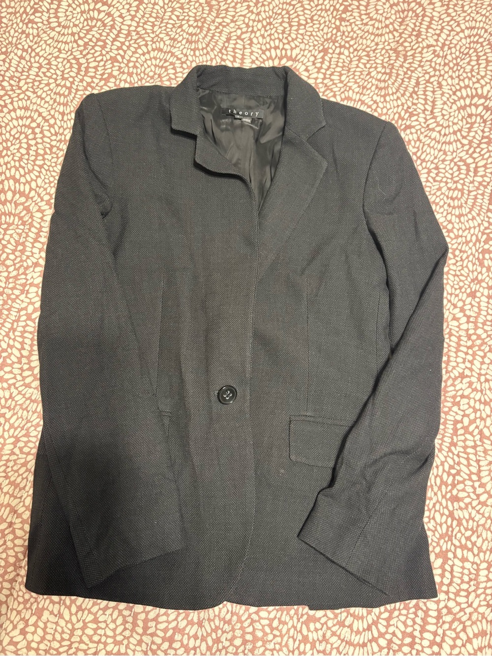 Theory Black Textured Single-Button Blazer